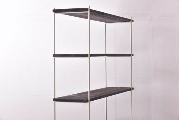 ラフジュ工房オリジナル　ホワイト　ペイント薄型アイアンラック【小】(陳列棚、飾り棚)